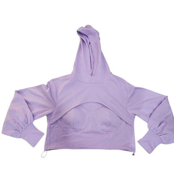 My Michelle Lilac Bustier Hoodie | Cropped Long Sleeve Sweatshirt | Size M - Picture 6 of 8